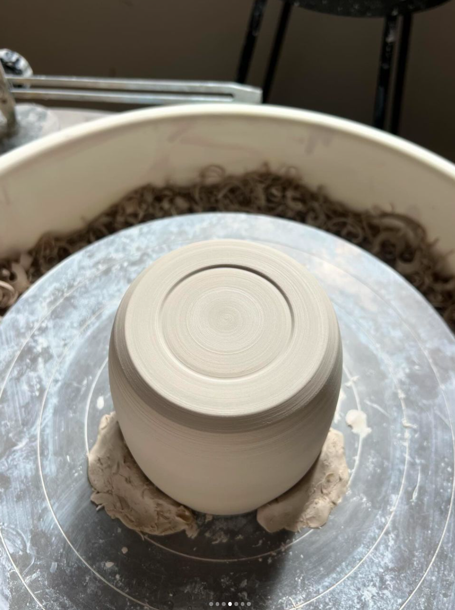 Hand made mothers day mug on a pottery wheel